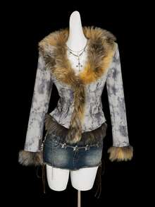 SHEIN ICON Women's Faux Fur Jacket, Fashionable & Sexy - Multicolor - View 3