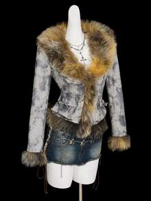 SHEIN ICON Women's Faux Fur Jacket, Fashionable & Sexy - Multicolor - View 4
