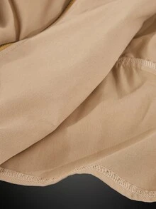 SHEIN ICON 女款雙層領修身拉鍊夾克 秋冬款 - 卡其色 - 查看 8