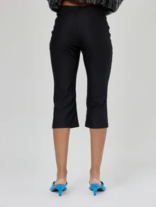 MUSERA Black Smart Suiting Slim Leg Three Quarter Capri Trousers Smart Workwear Office Everyday Essentials - Black - View 4