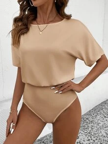 SHEIN LUNE 2pcs Set Casual Minimalist Solid Color Versatile Short Sleeve Bodysuit, Suitable For Spring & Summer Suitable For Going Out,Casual - Multicolor - View 12