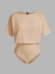 SHEIN LUNE 2pcs Set Casual Minimalist Solid Color Versatile Short Sleeve Bodysuit, Suitable For Spring & Summer Suitable For Going Out,Casual - Multicolor - View 6