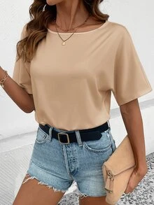 SHEIN LUNE 2pcs Set Casual Minimalist Solid Color Versatile Short Sleeve Bodysuit, Suitable For Spring & Summer Suitable For Going Out,Casual - Multicolor - View 14