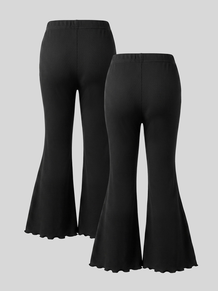 SHEIN 2PCS Young Girls Pants - Black - View 6