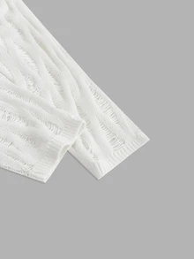 SHEIN ICON Suéter Casual Con Hombros Caídos Y Corte Holgado Con Cuello Redondo - Blanco - Ver 4