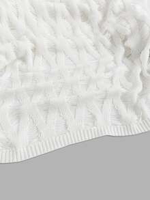 SHEIN ICON Suéter Casual Con Hombros Caídos Y Corte Holgado Con Cuello Redondo - Blanco - Ver 5
