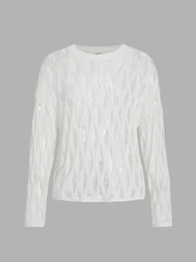 SHEIN ICON Suéter Casual Con Hombros Caídos Y Corte Holgado Con Cuello Redondo - Blanco - Ver 3