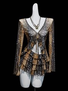 SHEIN ICON 2pcs Women Deer Print Cardigan Top And Layered Cake Shorts Set - Brown - View 3