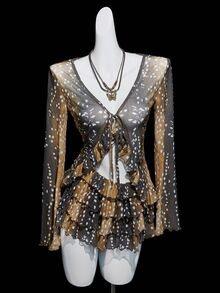 SHEIN ICON 2pcs Women Deer Print Cardigan Top And Layered Cake Shorts Set - Brown - View 4