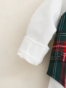 SHEIN Souflis 男嬰帥氣紳士背心長袖三件套西裝套裝，秋冬款 - 墨綠色 - 查看 8