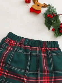 SHEIN Souflis 男嬰帥氣紳士背心長袖三件套西裝套裝，秋冬款 - 墨綠色 - 查看 7