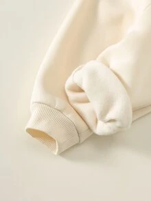 SHEIN 男女嬰兒/幼兒秋冬保暖內裡加厚休閒可愛杏色立領運動衫套裝，嬰兒運動服，嬰兒冬季衣著，套裝 - 杏色 - 查看 9