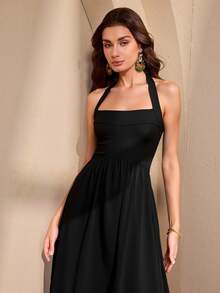 Almamuse Women's Elegant Tie-Up Waist Dress - Black - View 6