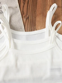 SHEIN 青少年女孩時尚休閒日常細肩帶背心上衣 - 彩色 - 查看 4
