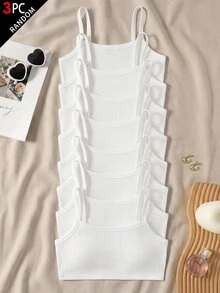 SHEIN 青少年女孩時尚休閒日常細肩帶背心上衣 - 彩色 - 查看 1