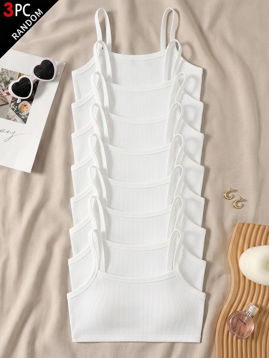 SHEIN 青少年女孩時尚休閒日常細肩帶背心上衣 - 彩色 - 查看 1