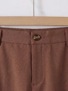 SHEIN Vacaura Tween Boy Casual Versatile Single Button Long Pants - Cocoa - View 4