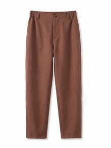 SHEIN Vacaura Tween Boy Casual Versatile Single Button Long Pants - Cocoa - View 8