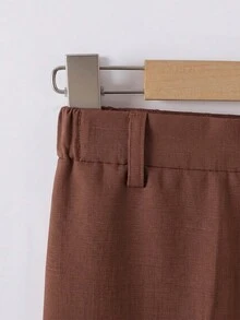 SHEIN Vacaura Tween Boy Casual Versatile Single Button Long Pants - Cocoa - View 6