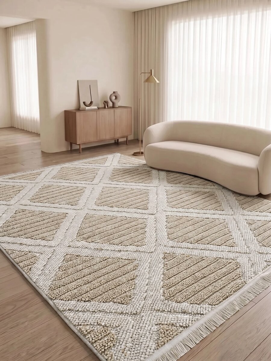 LOLA Woven Loop Pile Scandinavian Grey Living Room Rug Kitchen Rug Runner