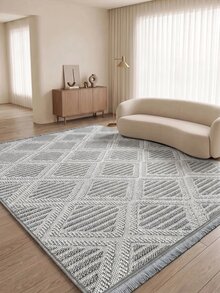LOLA Woven Loop Pile Scandinavian Grey Living Room Rug Kitchen Rug Runner - White - View 6