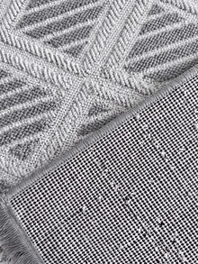 LOLA Woven Loop Pile Scandinavian Grey Living Room Rug Kitchen Rug Runner - White - View 4