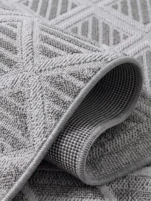 LOLA Woven Loop Pile Scandinavian Grey Living Room Rug Kitchen Rug Runner - White - View 7