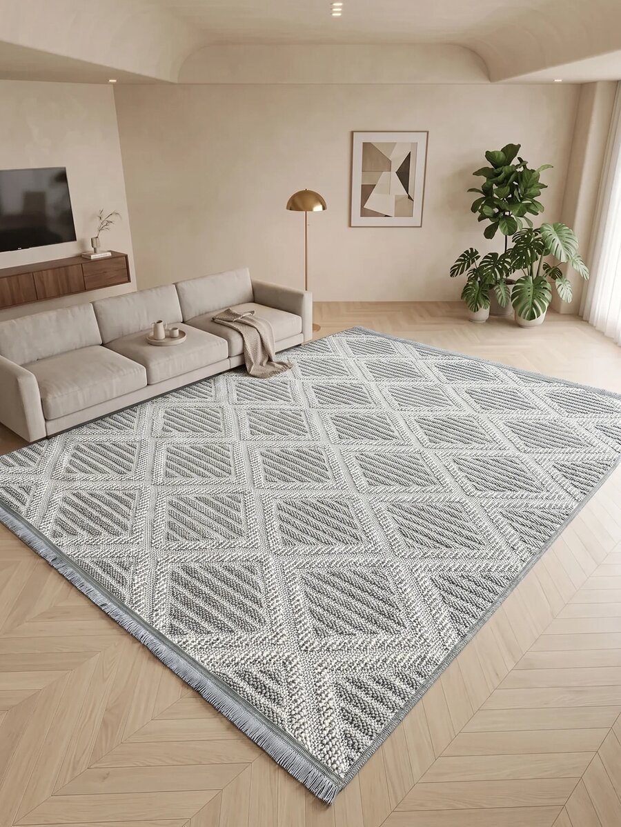 LOLA Woven Loop Pile Scandinavian Grey Living Room Rug Kitchen Rug Runner