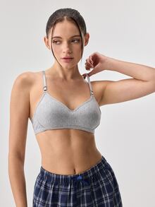Loungeista 3pcs/Set Women Comfortable Sleep Soft Cup Wireless Cotton Bras, Multiple Colors - Multicolor - View 3
