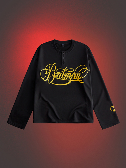 Batman X ROMWE T-shirt à manches longues décontracté pour hommes avec imprimé lettres, automne