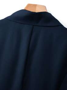 GlowEve CURVE Plus Size Summer Casual Butterfly Decor Puff Sleeve Blouse - Navy Blue - View 5