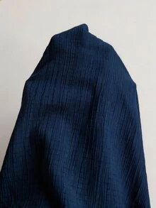 Rosumi Plus Size Solid Color Mesh Patchwork Loose Elegant Short Sleeve Navy Blue Blouse,Summer Vacation - Navy Blue - View 9