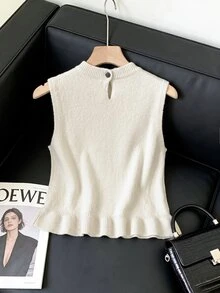 Muvela Women's Elegant Ruffle Hem Versatile Fashionable Knit Top,Four Seasons Commute Office Festival TeaPartyBirthdayBack To School Casual Work Autumn - Apricot - View 12