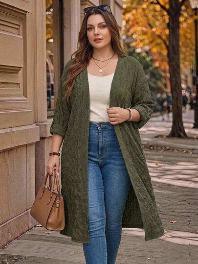 Rosumi Manteau gothique chic ample de couleur unie pour femmes grande taille, style campagnard d'automne, décontracté pour vacances, formel pour bureau et enseignante, vert olive