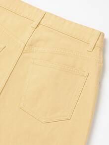 Zerodot Women Yellow Denim Wide Leg High Waist Jeans Casual Daily Fall Pre Fall - Light Yellow - View 8