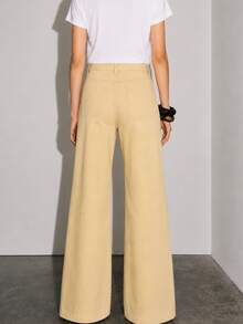 Zerodot Women Yellow Denim Wide Leg High Waist Jeans Casual Daily Fall Pre Fall - Light Yellow - View 3