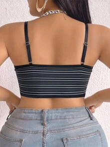 SHEIN 1件大尺碼條紋舒適內衣 - 彩色 - 查看 2
