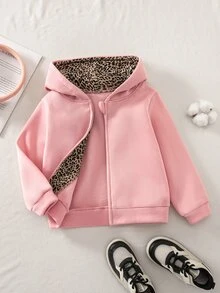 SHEIN 女童純色連帽衛衣，粉色，冬季，學校，返校季 - 粉色 - 查看 4