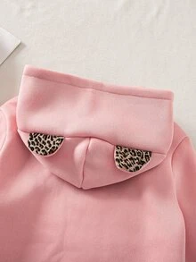 SHEIN 女童純色連帽衛衣，粉色，冬季，學校，返校季 - 粉色 - 查看 5