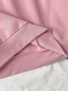 SHEIN 青少年女孩粉色櫻桃圖案保暖抓絨內裡長袖衛衣，秋季上衣，舒適保暖，可愛Y2K校園風套頭衫 - 粉色 - 查看 7
