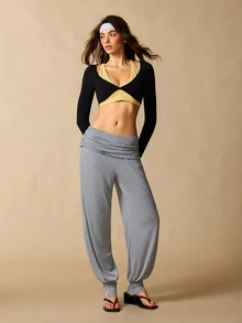 VARSIVA Women's Sexy Ruched Long Sleeve Sports T-Shirt For Yoga And Fitness - Black - View 12