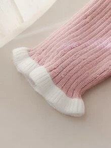 SHEIN Vintaside Kids 時尚百搭可愛蝴蝶結女童套頭圓領針織毛衣 - 粉色 - 查看 5