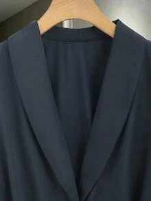 GlowEve Women's Belted Waist Blazer, Solid Color Long Sleeve Open Front Workwear Jacket, Elegant Office & Ca - Black - View 4