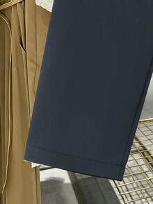 GlowEve Women's Belted Waist Blazer, Solid Color Long Sleeve Open Front Workwear Jacket, Elegant Office & Ca - Black - View 3