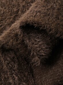 DAZY 2pcs Women Autumn/Winter Fashion Brown Fuzzy Fitted Crop Top & Cardigan Set Long Sleeve Women - Coffee Brown - View 4