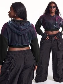 Innovista Innovista Women's Hooded Drawstring Plus Size Sports Jacket Gym Jacket Workout Jacket Running Jacket Sportswear Activewear Lightweight Windbreaker جاكيت رياضي - Violet Purple - View 7