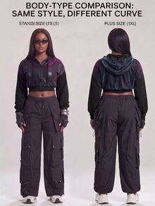 Innovista Innovista Women's Hooded Drawstring Plus Size Sports Jacket Gym Jacket Workout Jacket Running Jacket Sportswear Activewear Lightweight Windbreaker جاكيت رياضي - Violet Purple - View 1