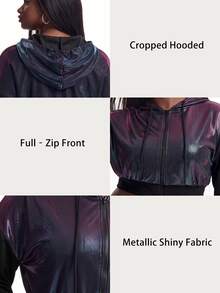 Innovista Innovista Women's Hooded Drawstring Plus Size Sports Jacket Gym Jacket Workout Jacket Running Jacket Sportswear Activewear Lightweight Windbreaker جاكيت رياضي - Violet Purple - View 6