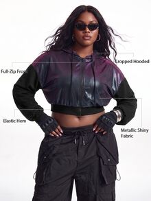 Innovista Innovista Women's Hooded Drawstring Plus Size Sports Jacket Gym Jacket Workout Jacket Running Jacket Sportswear Activewear Lightweight Windbreaker جاكيت رياضي - Violet Purple - View 4