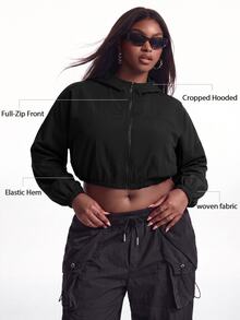 Innovista Innovista Women's Hooded Long Sleeve Plus Size Sports Jacket Gym Jacket Workout Jacket Running Jacket Sportswear Activewear Lightweight - Black - View 3